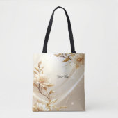 Sac fourre-tout à fleurs blanches et or (Devant)