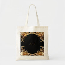 Sac fourre-tout à fleurs décoratives dorées