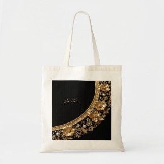 Sac fourre-tout à fleurs dorées ornées