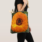 Sac fourre-tout à fleurs orange (De près)