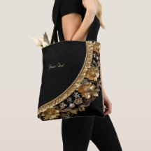 Sac fourre-tout à fleurs ornementales dorées
