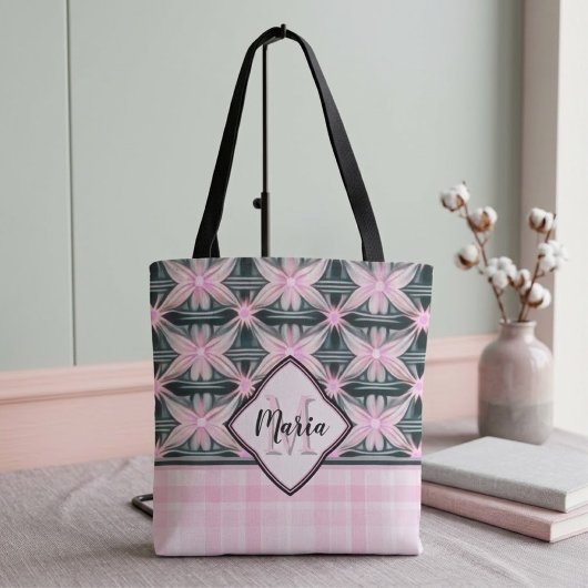 Sac fourre-tout à fleurs roses connectées