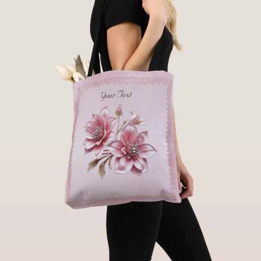 Sac fourre-tout à fleurs roses modernes (De près)