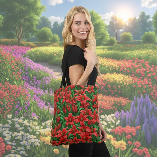 Sac fourre-tout à fleurs rouges