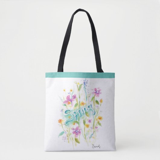 Sac fourre-tout à fleurs, sac en toile (Devant)