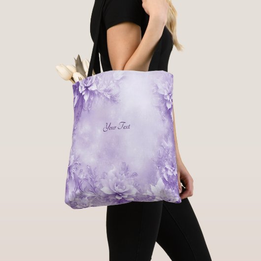 Sac fourre-tout à fleurs violettes et blanches (De près)