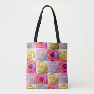 Sac fourre-tout à grille de roses colorées vibrant