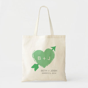 Sac fourre-tout à illustration de coeur de vert de