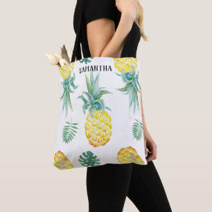Sac fourre-tout à impression d'ananas d'aquarelle