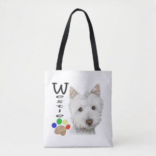 Sac fourre-tout à impression d'art de chiens de