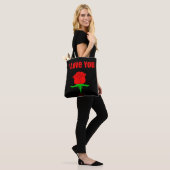 Sac fourre-tout à impression de rose rouge je (Sur le modèle)