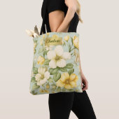Sac fourre-tout à impression florale avec nom pers (De près)