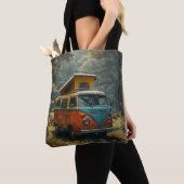 Sac fourre-tout à impression hippie van (De près)