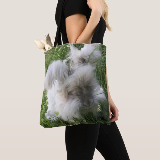 Sac fourre-tout à impression - lapin angora (De près)