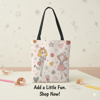 Sac fourre-tout à impression totale de filles grib