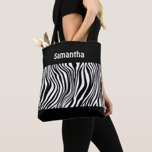Sac fourre-tout à impression zèbre noir et blanc M