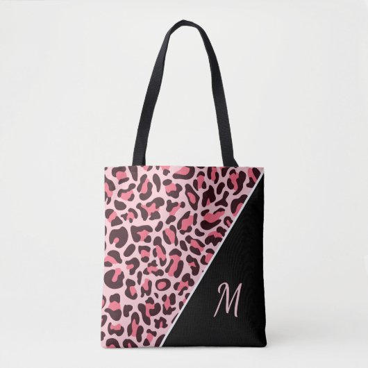 Sac fourre-tout à imprimé léopard rose et monogram (Devant)
