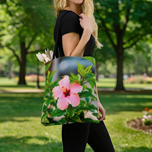 Sac fourre-tout à l'hibiscus rose
