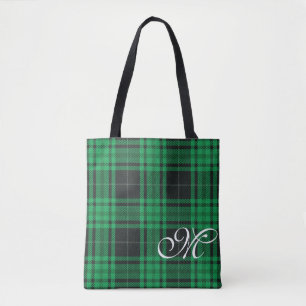 Sac fourre-tout à monogramme à carreaux verts