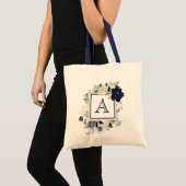 Sac fourre-tout à monogramme à motif floral bleu (Devant (produit))