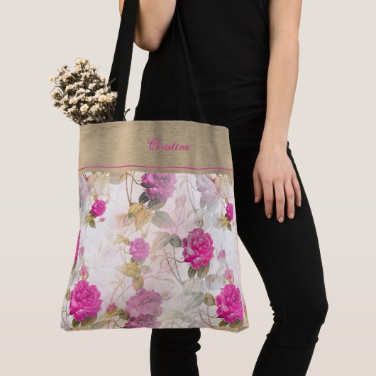 Sac fourre-tout à monogramme de Rose tendance (De près)