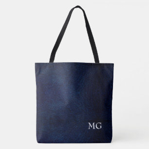 Sac fourre-tout à monogramme en simili-cuir bleu m