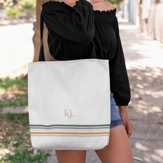 Sac fourre-tout à monogramme et rayures rétro chic
