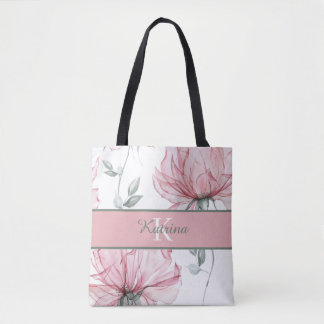 Sac fourre-tout à monogramme floral aquarelle