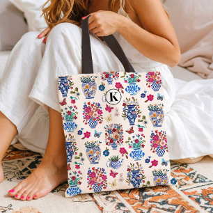 Sac fourre-tout à monogramme floral chinoiserie po