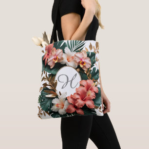 Sac fourre-tout à monogramme floral tropical éléga