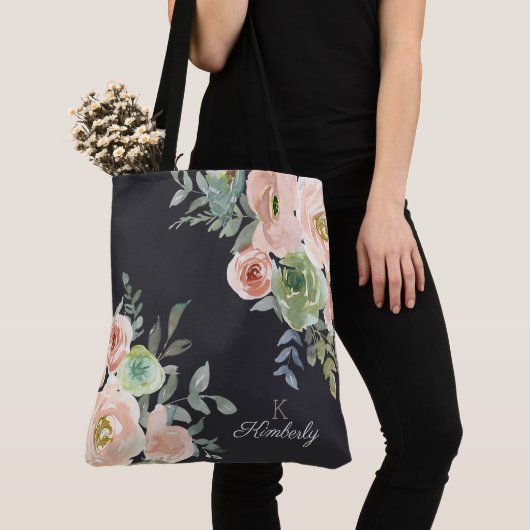 Sac fourre-tout à monogramme initial pastel vert p (De près)