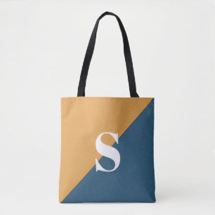 Sac fourre-tout à monogramme jaune moutarde et ble
