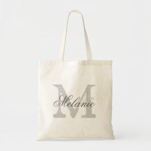Sac fourre-tout à monogramme personnalisé Gris