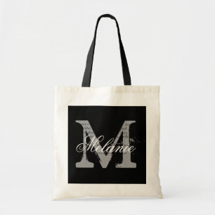 Sac fourre-tout à monogramme personnalisé noir e