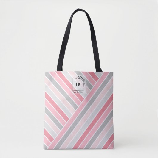 Sac fourre-tout à monogramme rayé de nuances de ro (Devant)