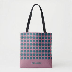 Sac fourre-tout à motif argyle bleu océan rose ave