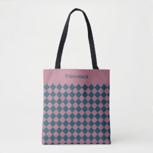 Sac fourre-tout à motif argyle bleu océan rose ave