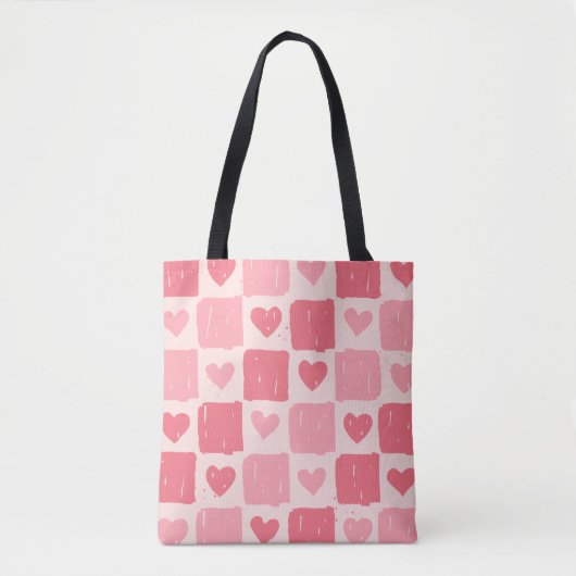Sac fourre-tout à motif coeurs peints et amour (Devant)