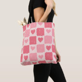 Sac fourre-tout à motif coeurs peints et amour (De près)