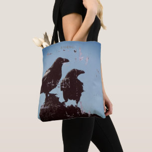 Sac fourre-tout à motif de corbeau en détresse de