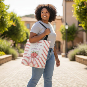 Sac fourre-tout à motif de fraise à l'aquarelle et