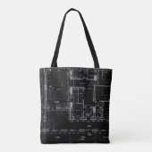 Sac fourre-tout à motif de plan d'architecte (Dos)