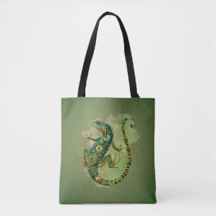 Sac fourre-tout à motif d'iguane émeraude