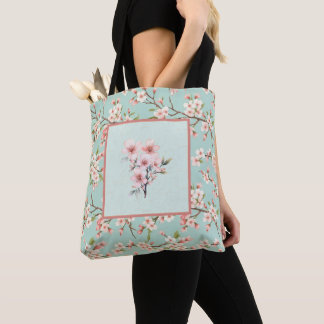 Sac fourre-tout à motif floral de cerisier en fleu
