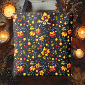 Sac fourre-tout à motif floral vibrant de style Kh