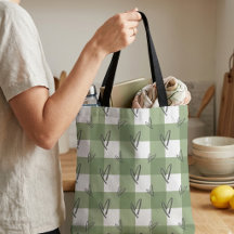 Sac fourre-tout à motif gingham vert sauge esthéti