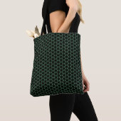 Sac fourre-tout à motif simple de lignes vert fonc (De près)