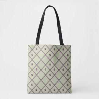 Sac fourre-tout à motif treillis de pensées.