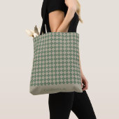 sac fourre-tout à motif vert argyle avec nom (De près)
