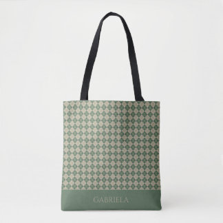 Sac fourre-tout à motif vert argyle nominatif